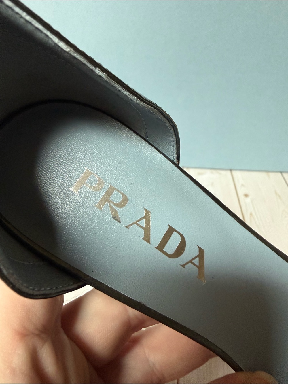 Prada Colorblock Pointed Toe d’Orsay Pumps Blue/Dark Grey Sz 37.5 / 7.5 - Picture 11 of 15